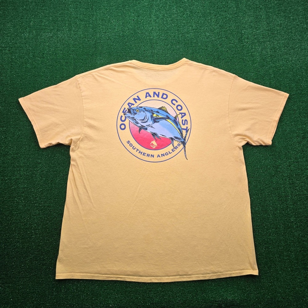 Ocean + Coast Tshirt Mens XL Yellow Tuna Southern‎ Anglers Fishing Graphic Tee